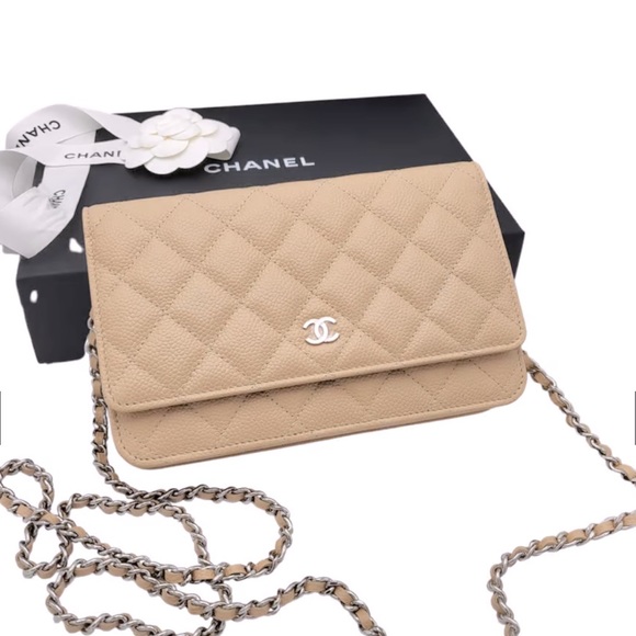 CHANEL Handbags - CHANEL | WOC | Classic Quilted Caviar Wallet on Chain | Nude Beige